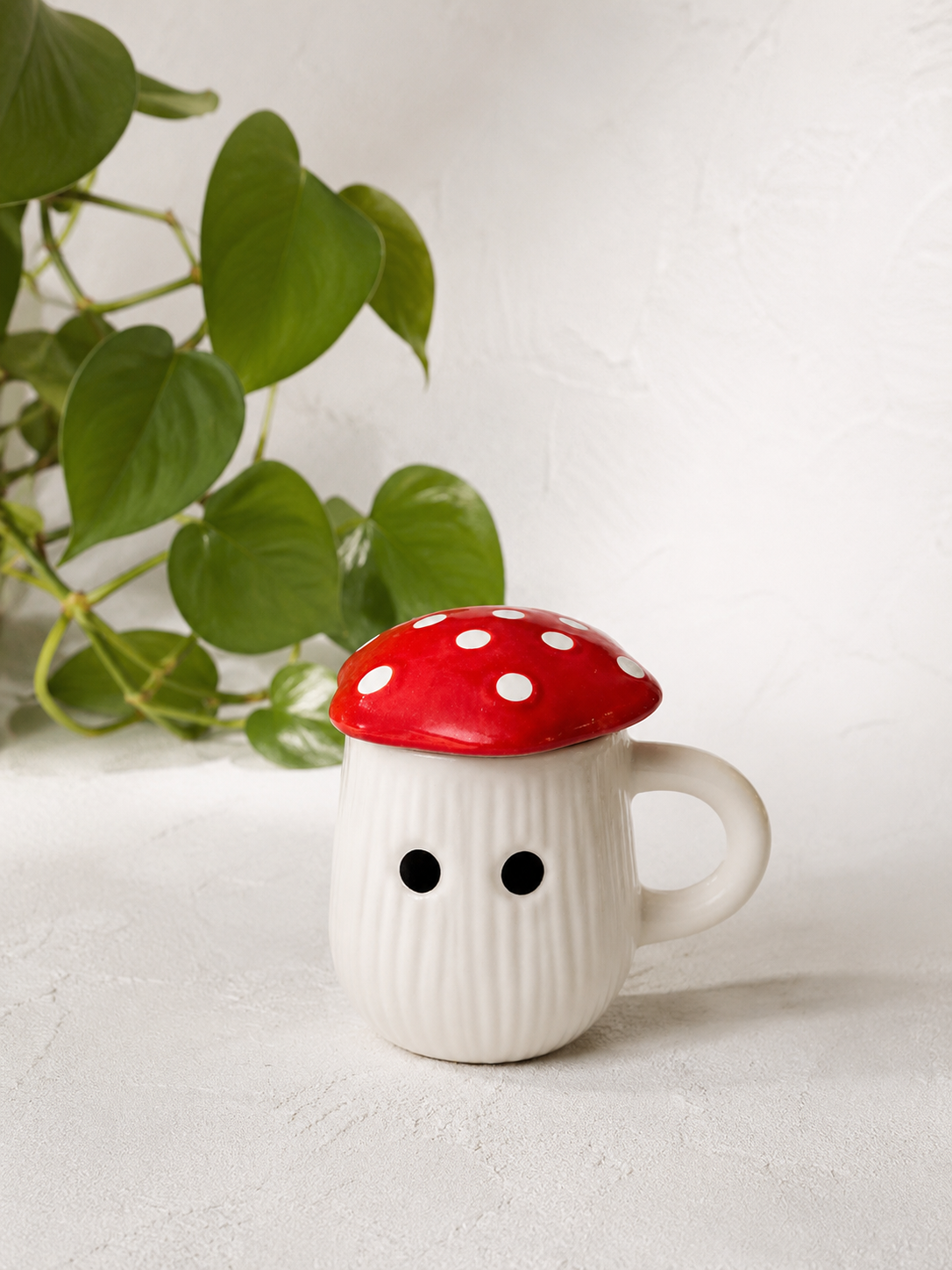 Cute Mushroom Ceramic Coffee Mug with Lid