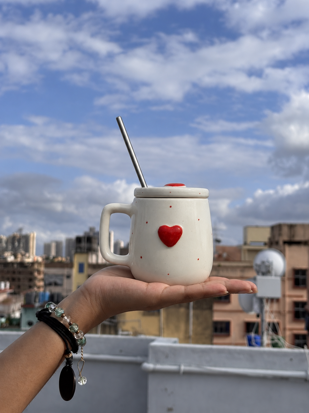 Velvet Heart Sipper With Lid & Reusable Metal Straw
