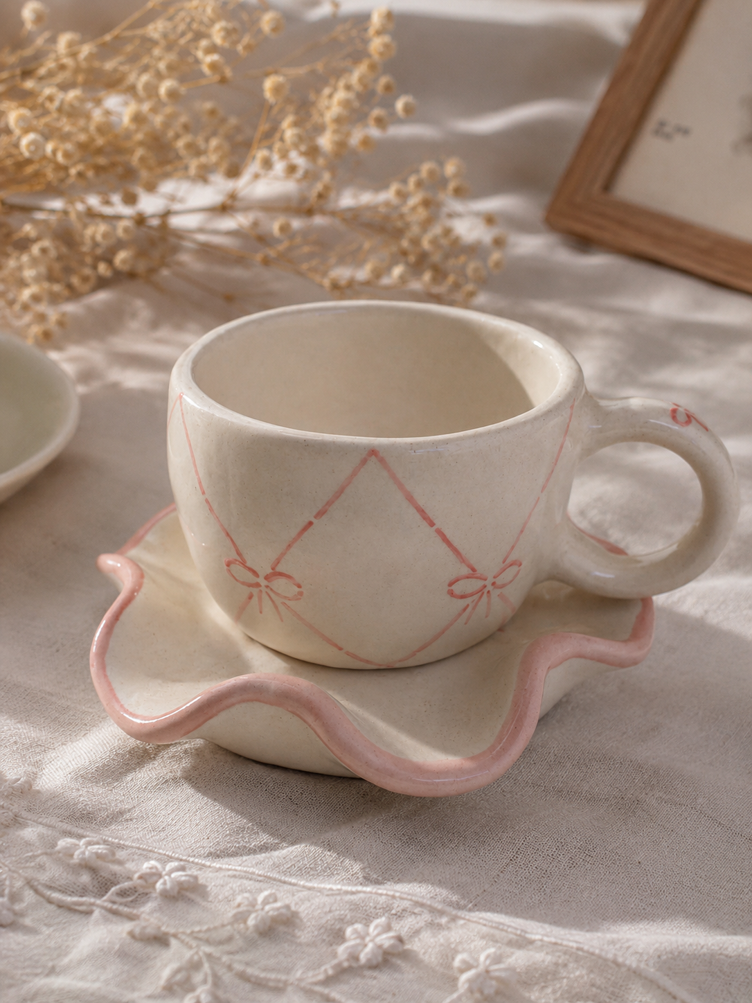Blush Bow Cup & Saucer Set