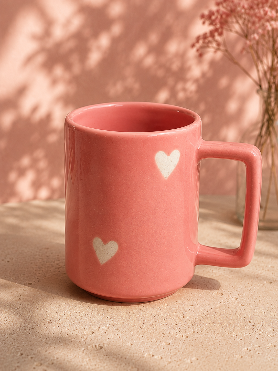 Blush Pink Heart Ceramic Mug
