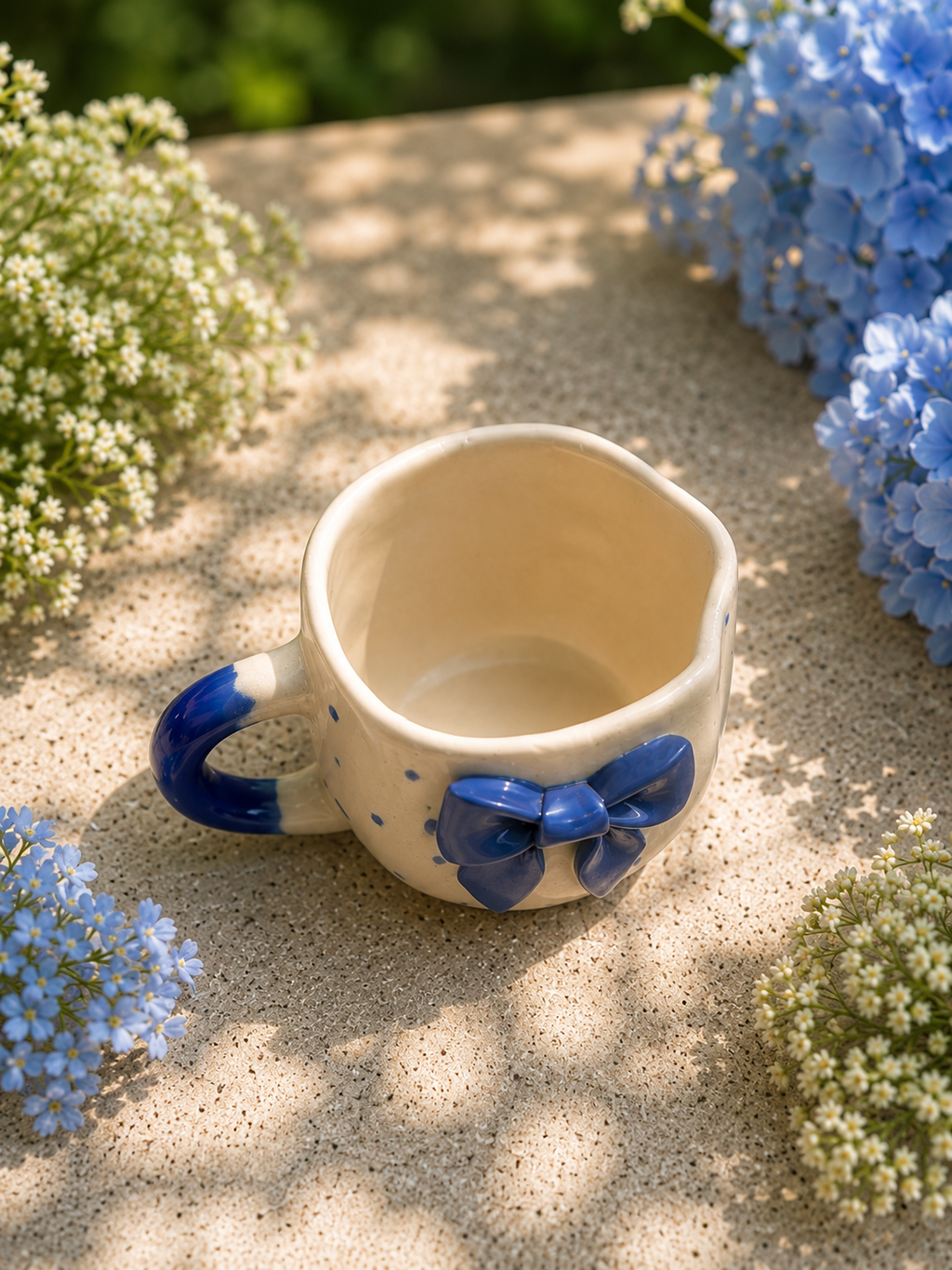 Blue Bow Handmade Ceramic Mug