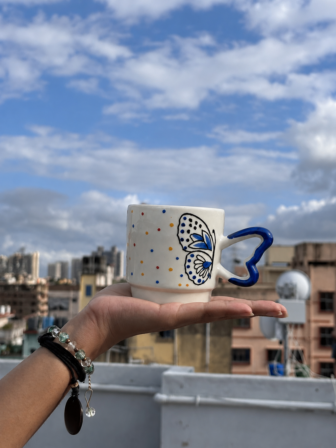 Blue Butterfly Heart Mug
