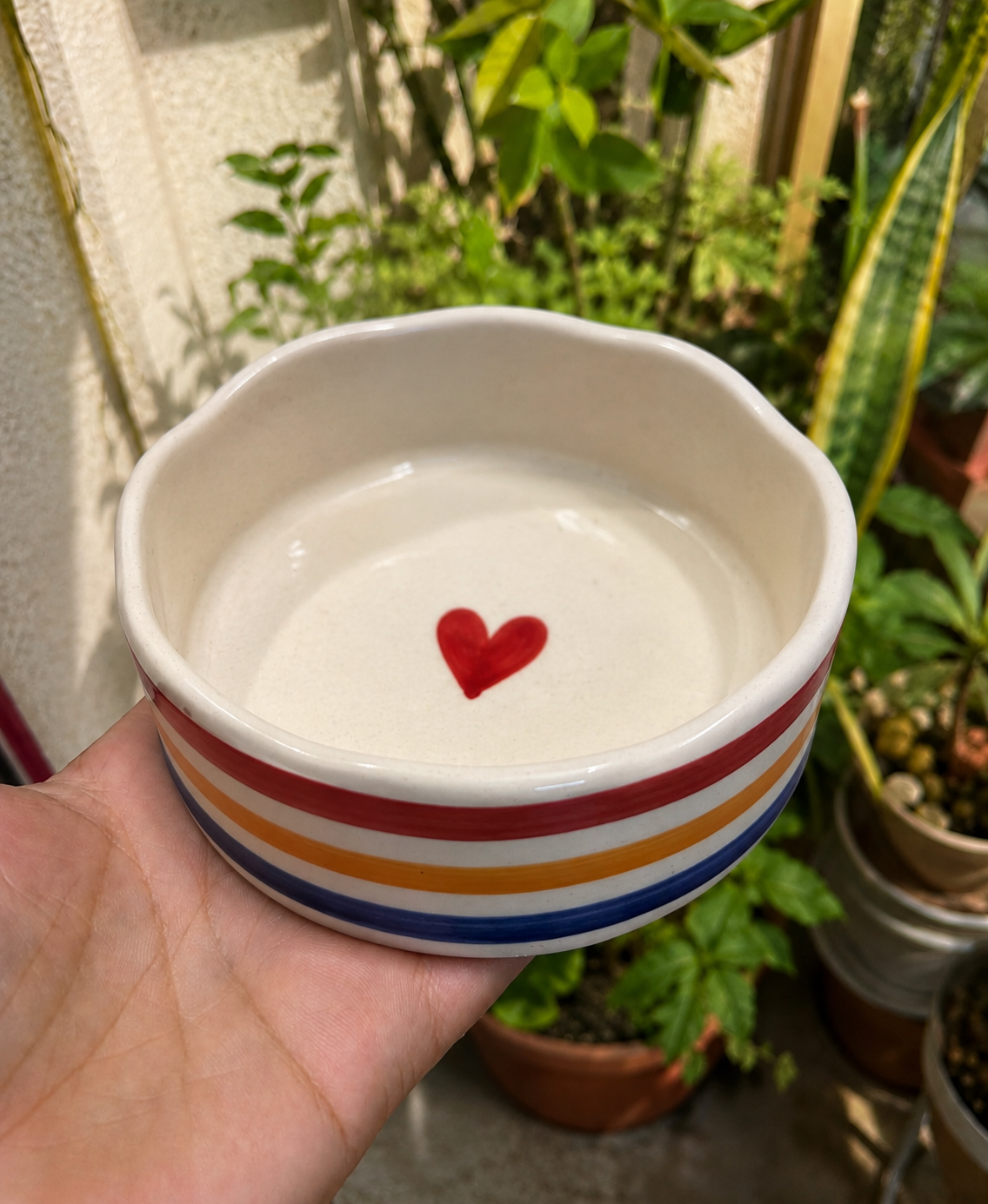 Handmade Ceramic Snack Bowl with Heart Design