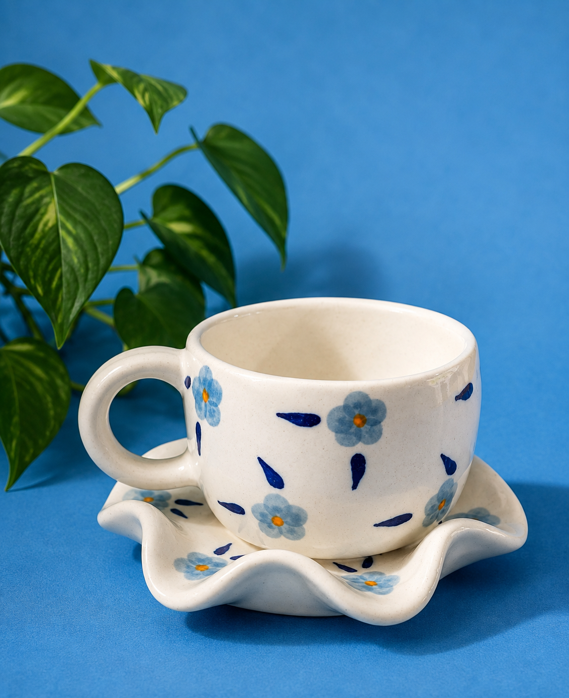 Blue Floral Cup & Saucer