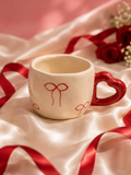 Sweetheart Bow Ceramic Mug with Heart Handle