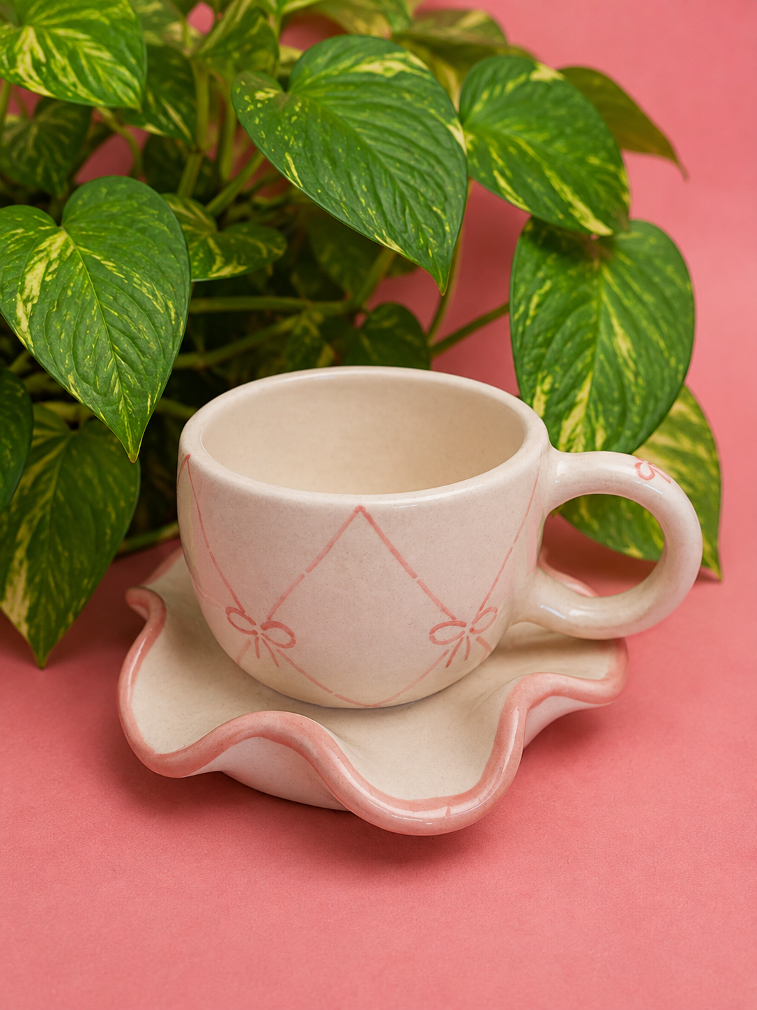 Blush Bow Cup & Saucer Set