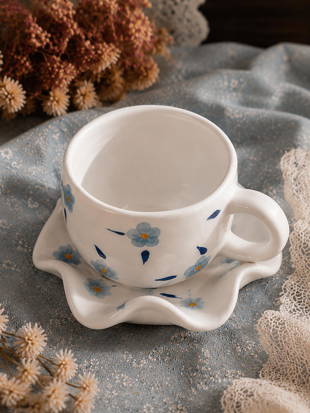 Blue Floral Cup & Saucer