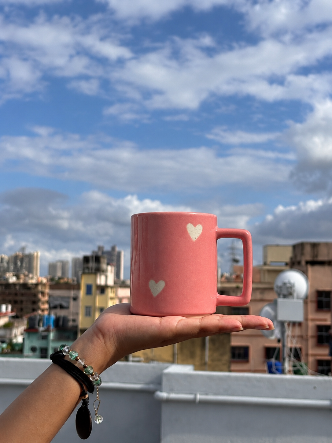 Blush Pink Heart Ceramic Mug