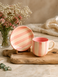 Blush Stripe Ceramic Cup & Saucer