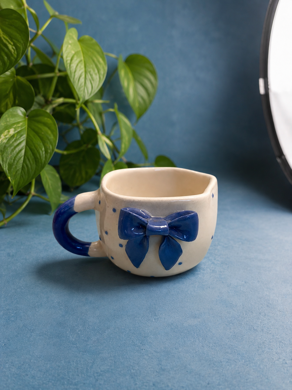Blue Bow Handmade Ceramic Mug