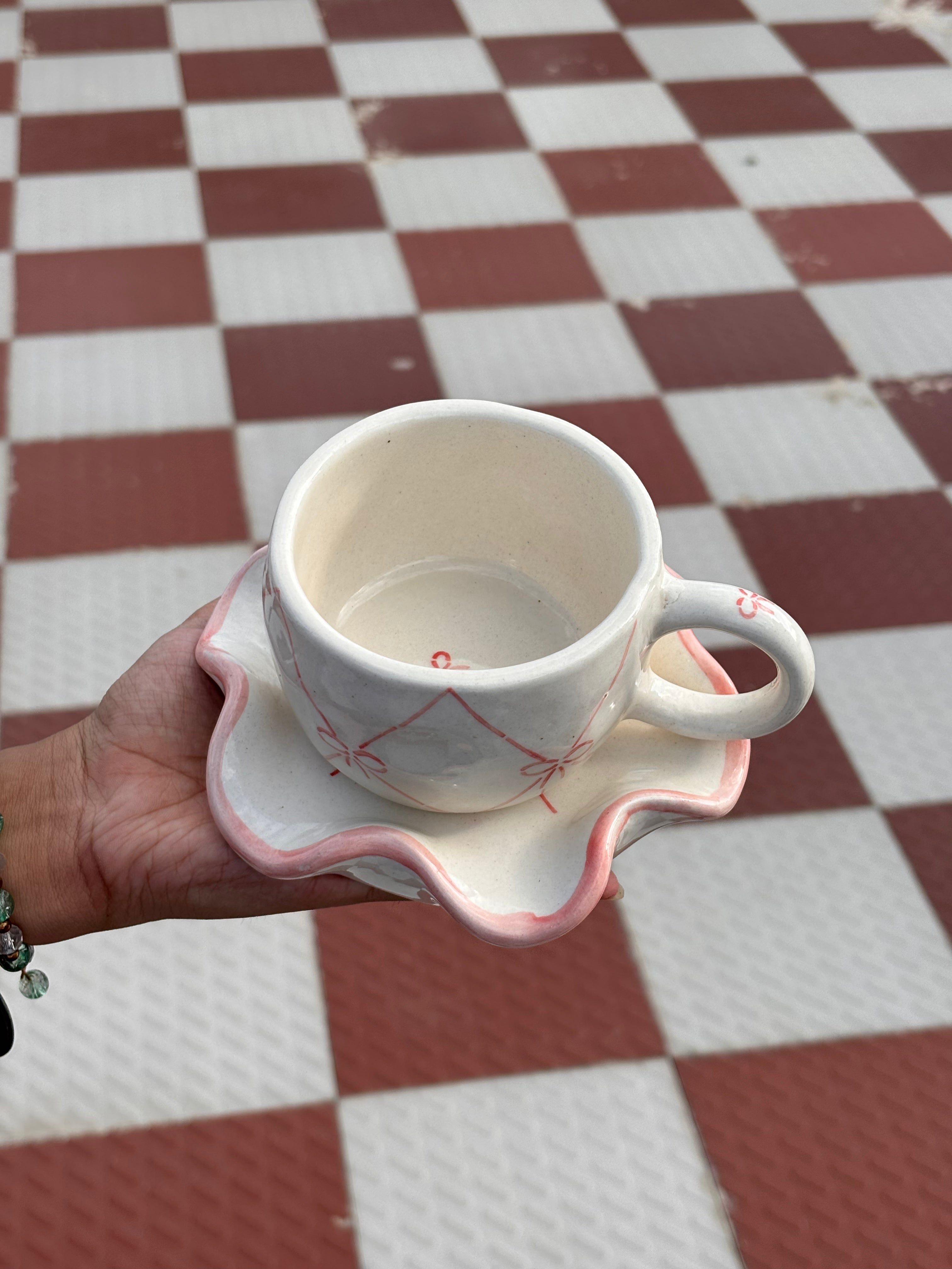 Blush Bow Cup & Saucer Set