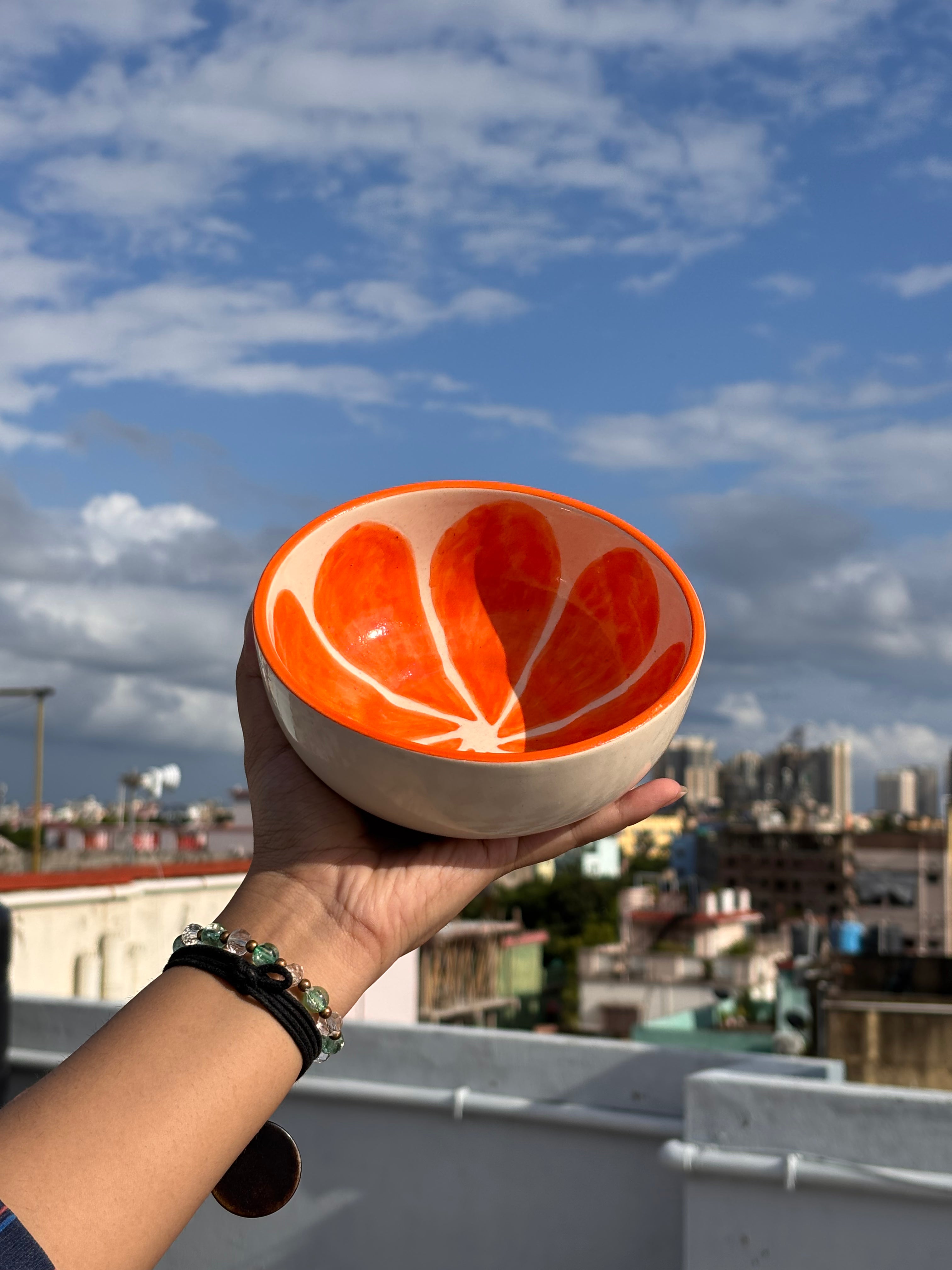 Handmade Orange Slice Ceramic Bowl