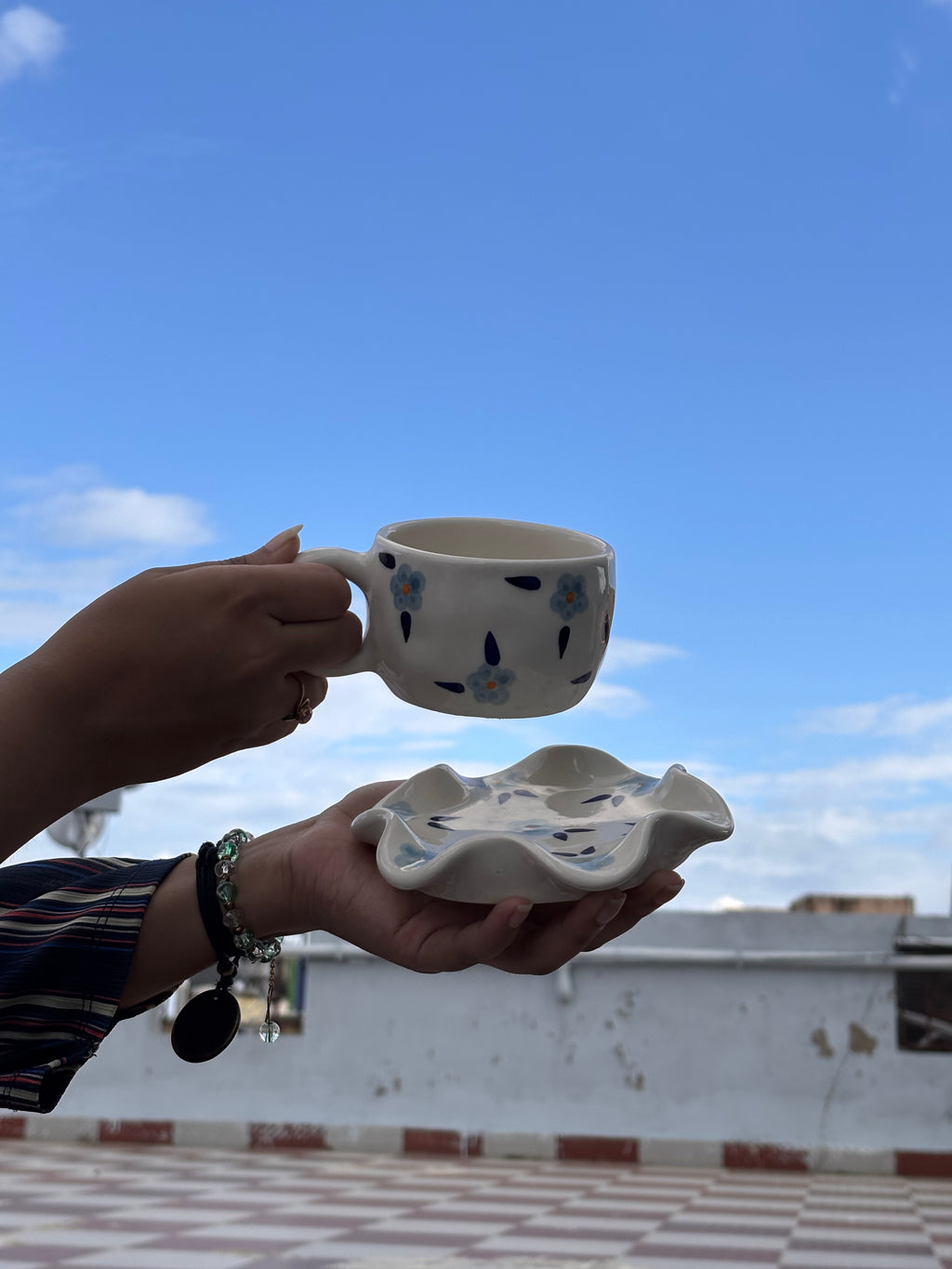 Blue Floral Cup & Saucer
