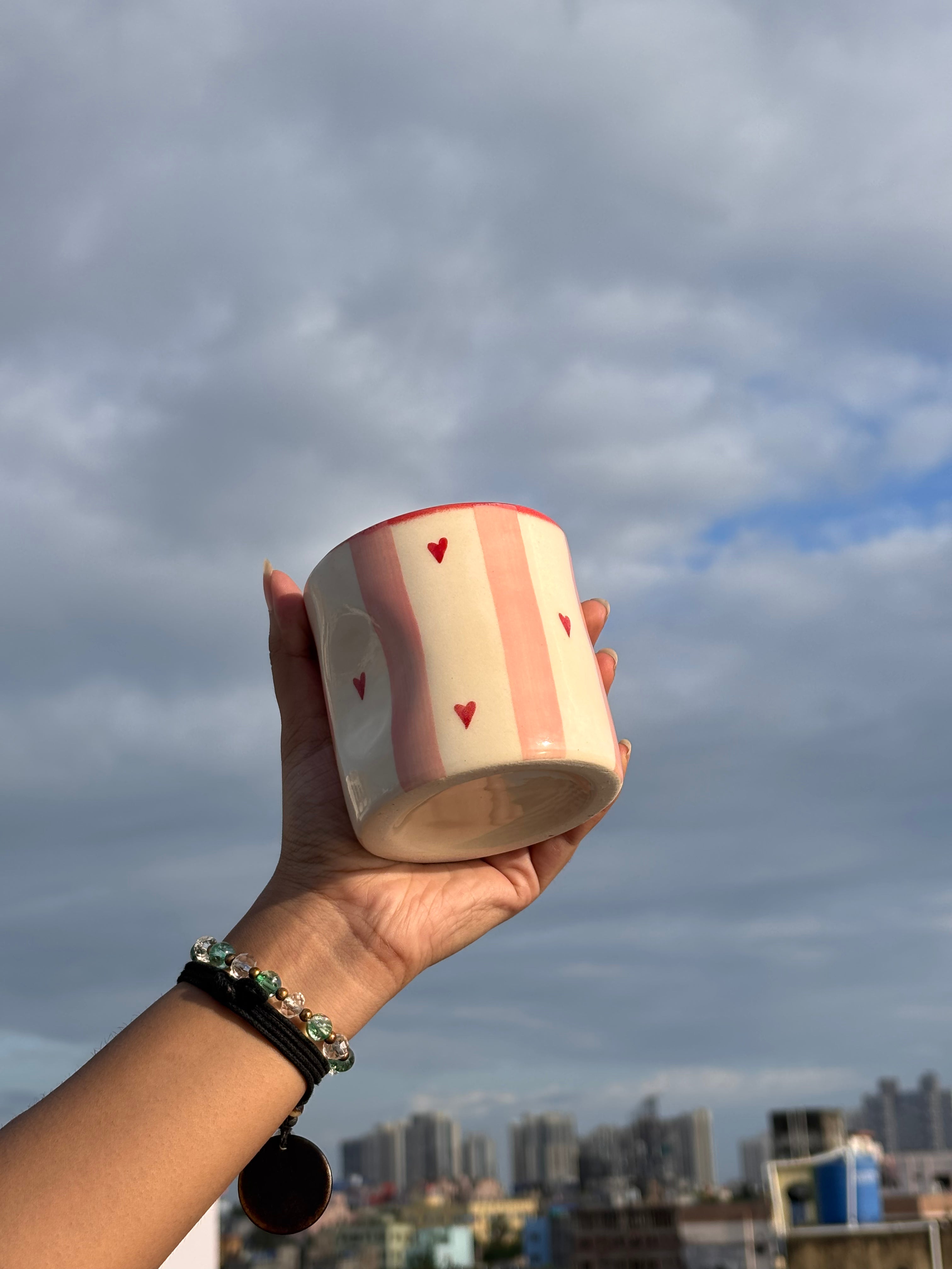 Handmade Blush Heart Ceramic Mug