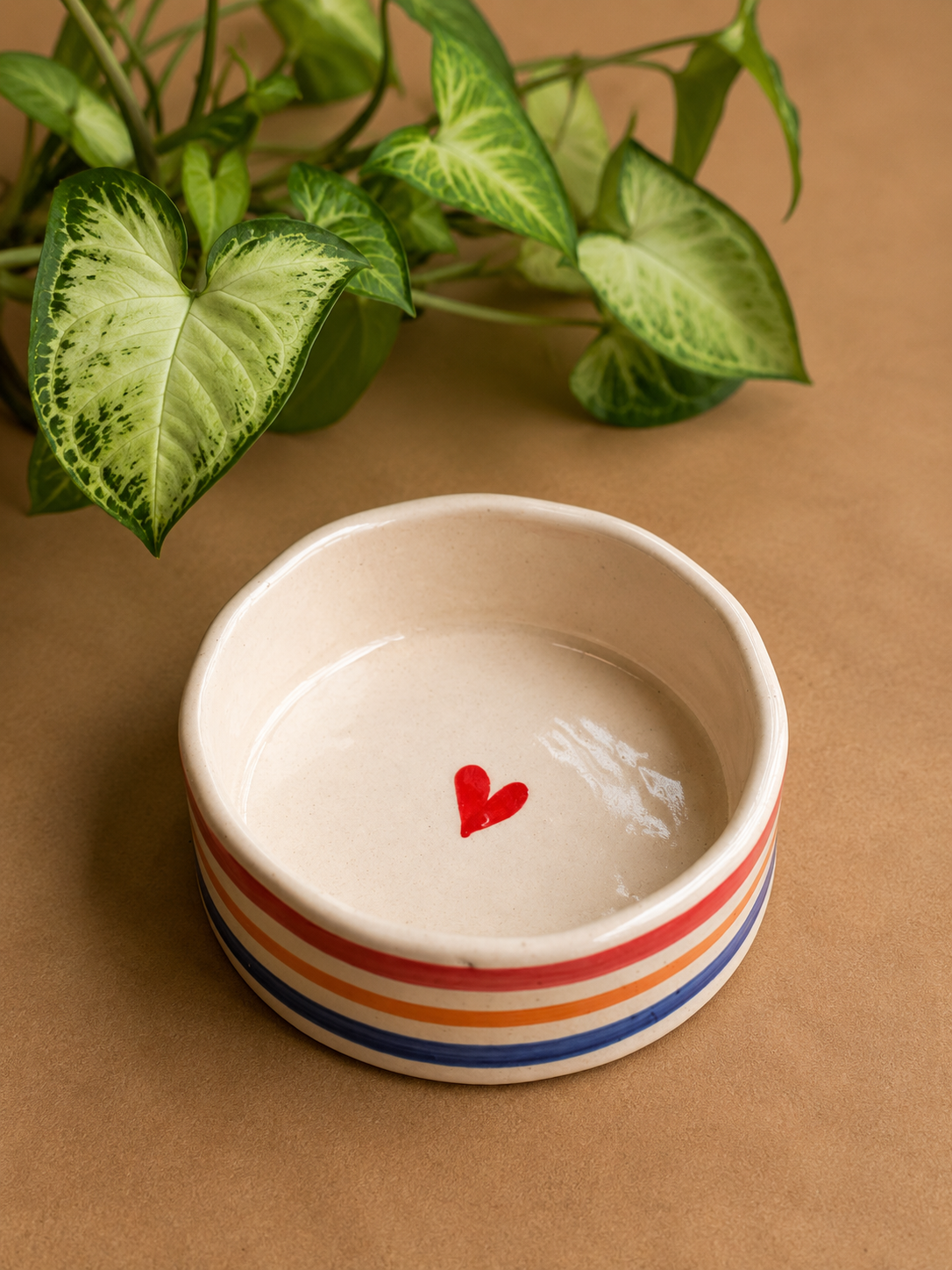 Handmade Ceramic Snack Bowl with Heart Design