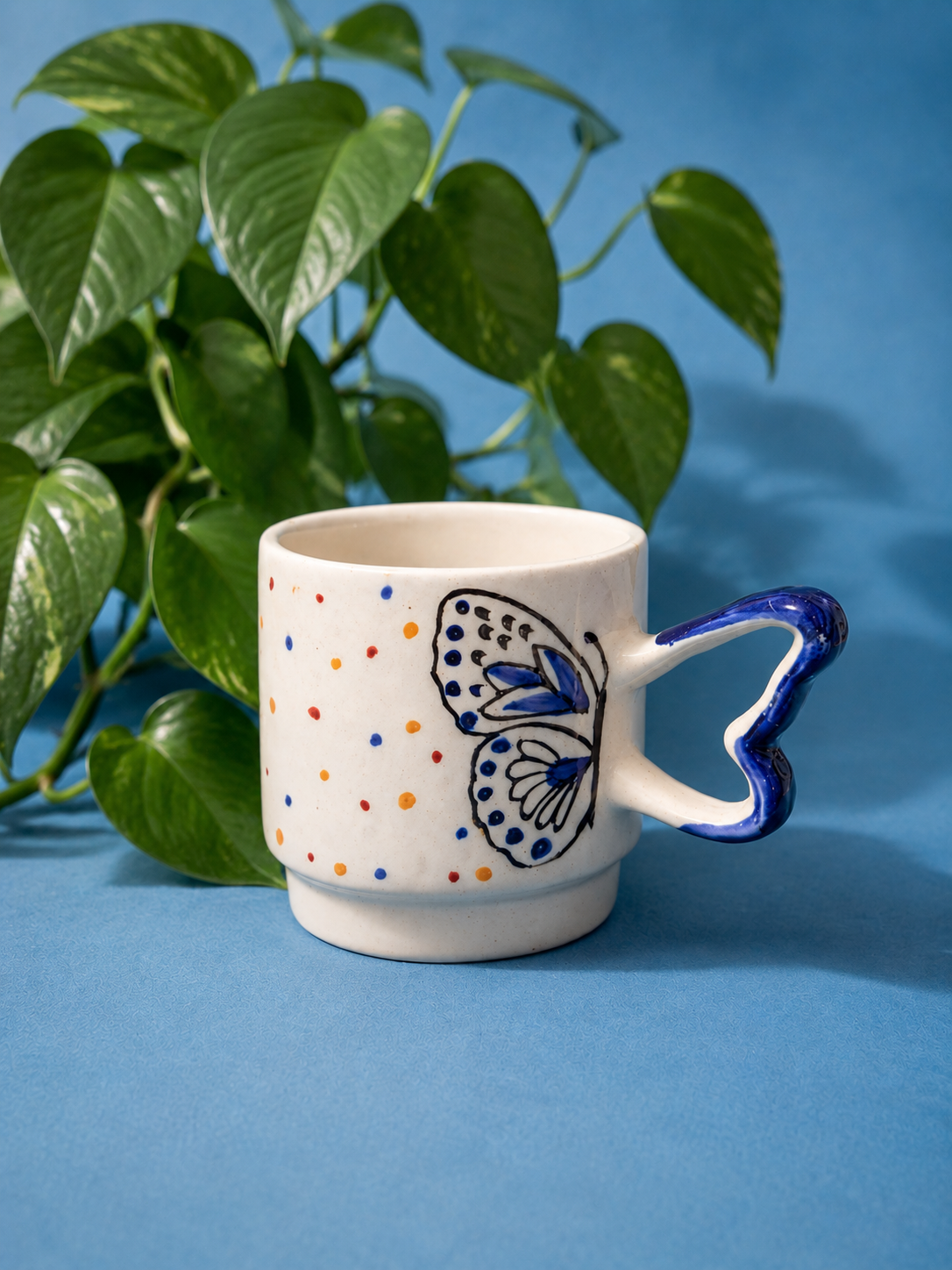 Blue Butterfly Heart Mug