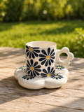 Daisy Bloom Ceramic Mug & Flower Saucer Set