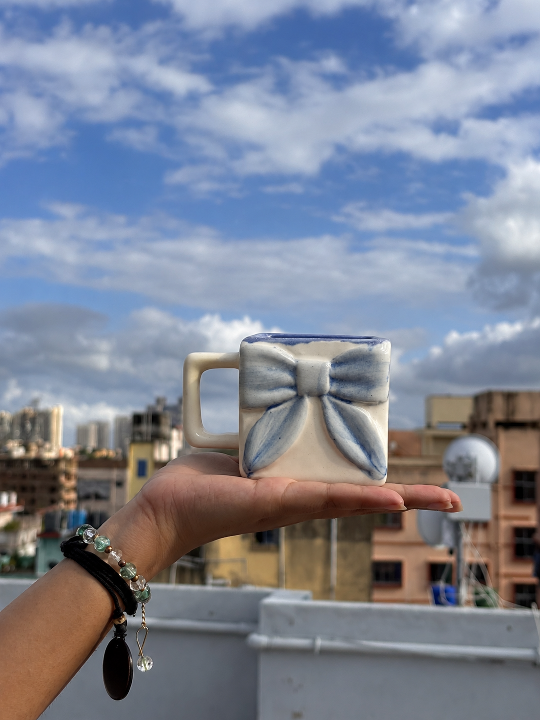 Blue Bow Ceramic Mug