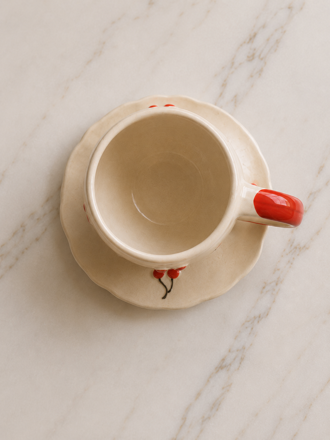 Cherry Ceramic Cup & Saucer