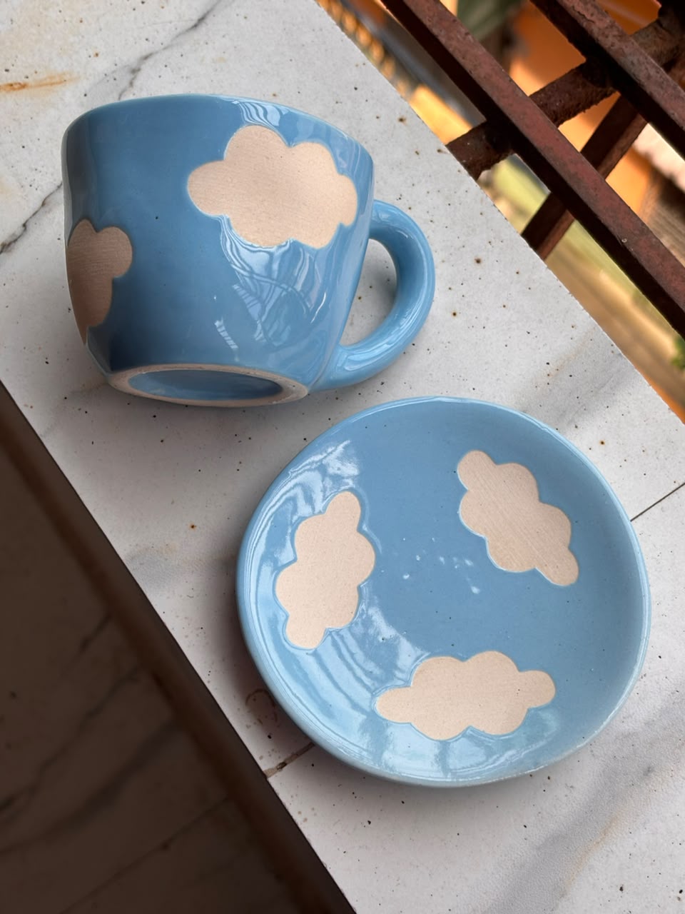 Skybloom Ceramic Mug & Saucer Set