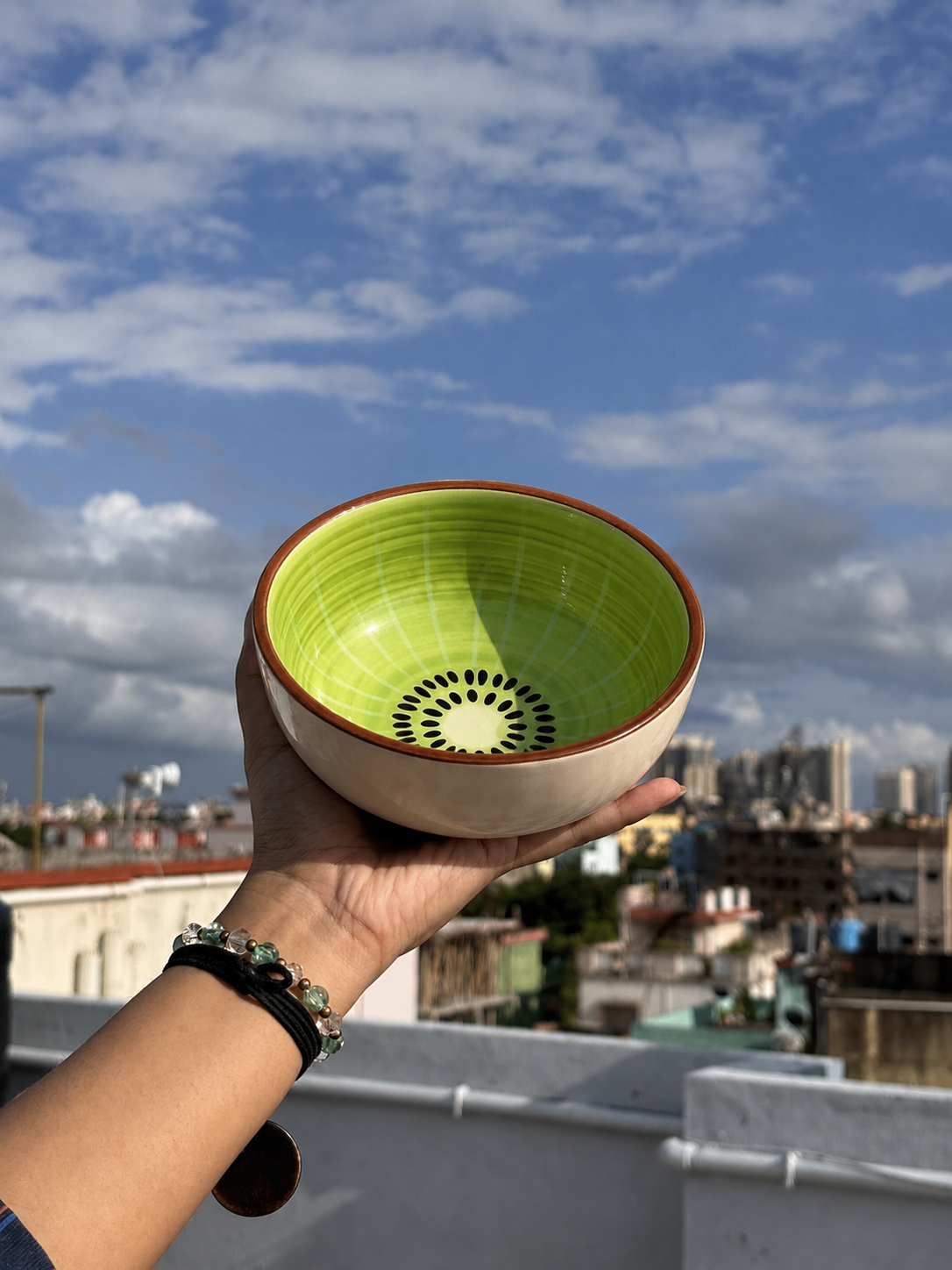 Handcrafted Kiwi Green Ceramic Serving Bowl
