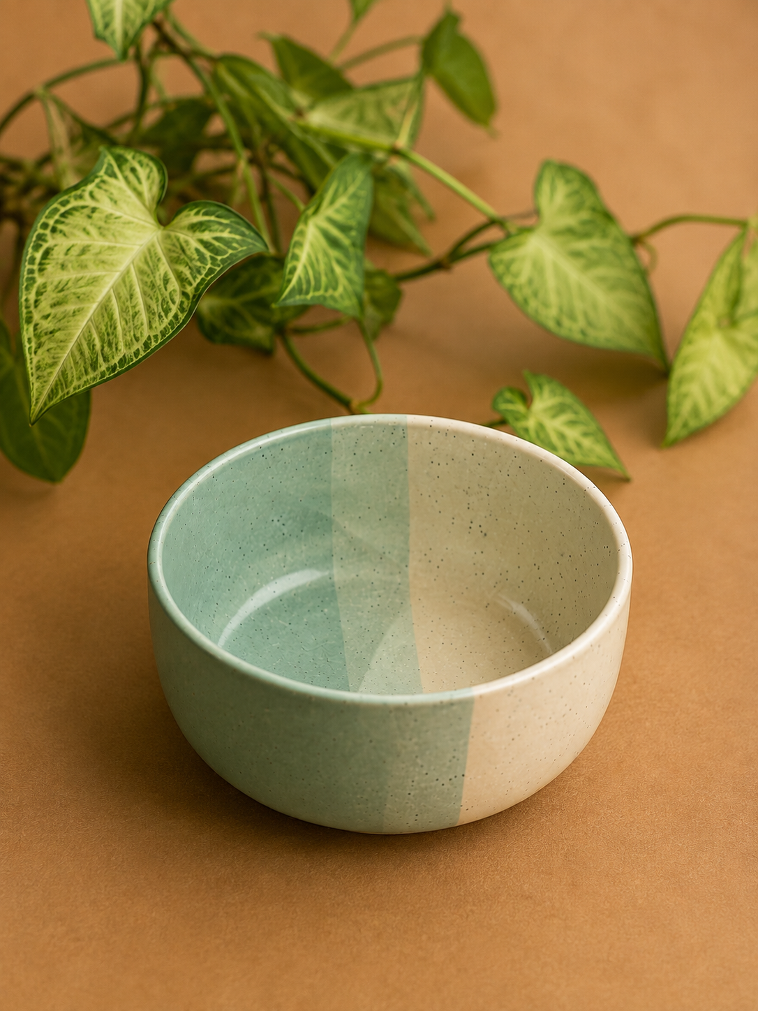 Handmade Sage Green & Ivory Speckled Ceramic Bowl