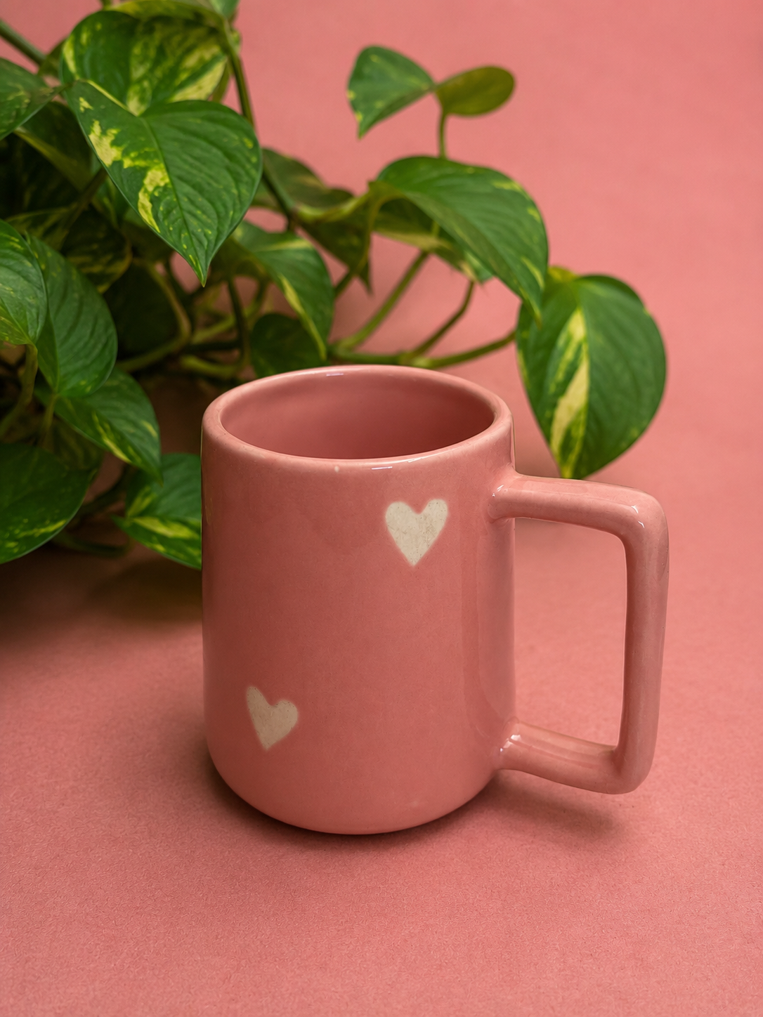Blush Pink Heart Ceramic Mug