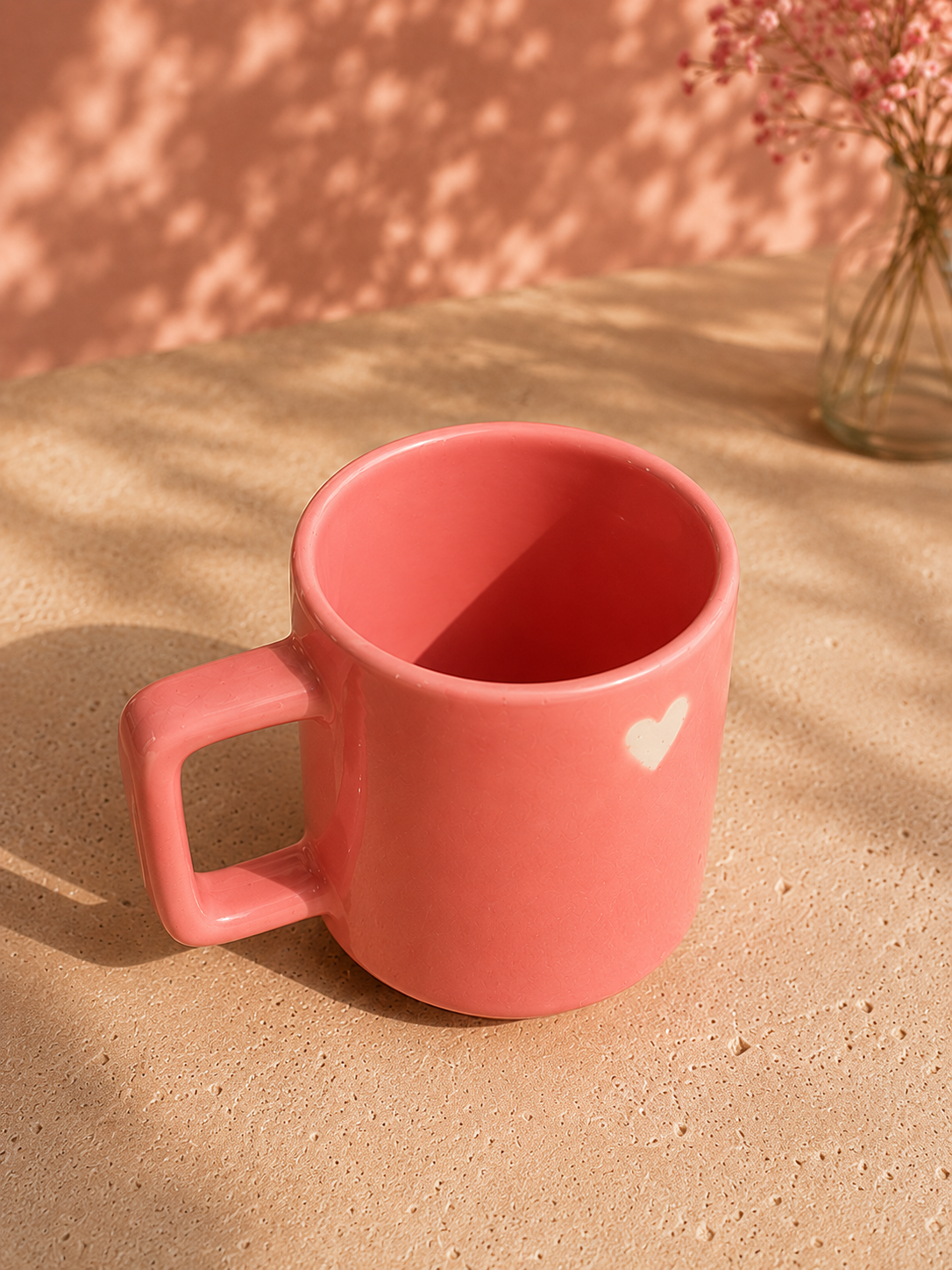 Blush Pink Heart Ceramic Mug
