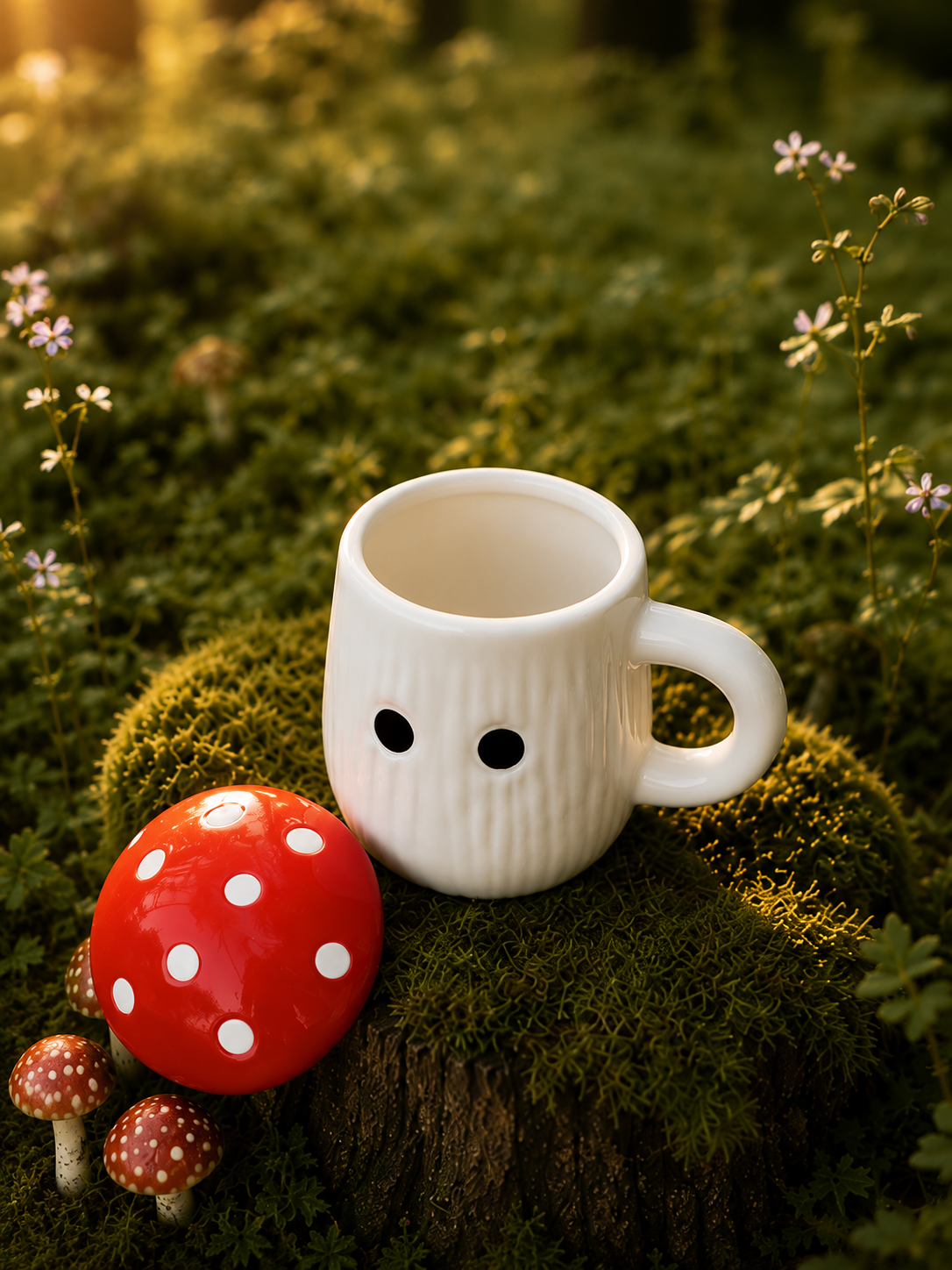 Cute Mushroom Ceramic Coffee Mug with Lid